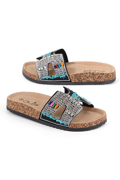 Vojo Ella Anatomical Sole Stone Detailed Women's Slippers