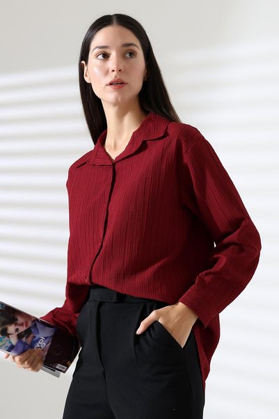 ribana Regular Fit Long Sleeve Durres Textured Women's Cool Feeling Shirt