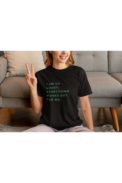 Butik ΓΥΝΑΙΚΕΙΟ/ΑΝΔΡΙΚΟ 100% ΒΑΜΒΑΚΙ IM SO LUCKY TRANSFER ΜΕ ΣΤΑΙΡΕΜΕΝΟ ΣΤΑΙΡ...