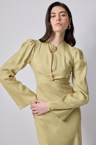 Touché Privé Button Detail Jacquard Dress