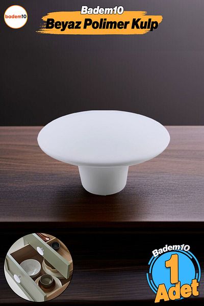 Badem10 Buton de mâner din plută lată, albă, boemă, 1 buc. Mobilier, sertar, dulap de bucătărie, mâner din plastic