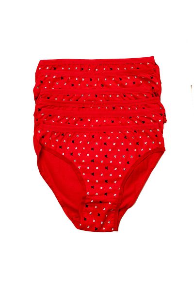 3nbe Red Panties - S/M Size - Bikini Patterned Bamboo 6 Pieces