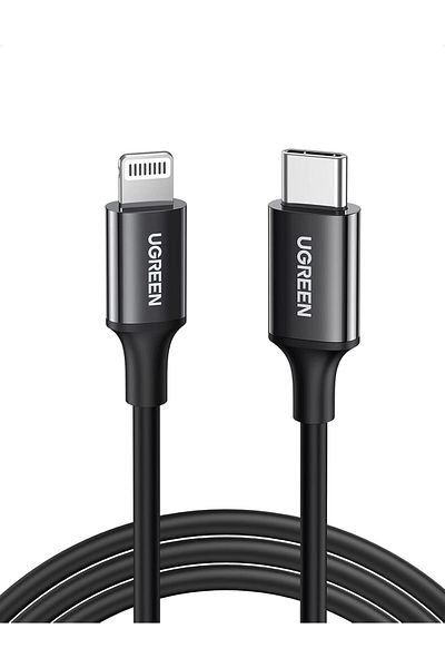 Ugreen USB-C to Lightning Charging Cable, 2 Meter, 2.4A, 20W PD, Compatible for iPhone, Black