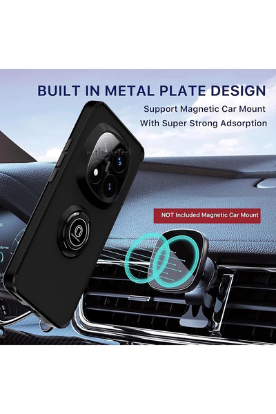 m.tk moveteck Xiaomi Redmi Note 14 Pro 4g Case Matte Anti-Fingerprint with Colorful Keys 360 Ring Stand Military