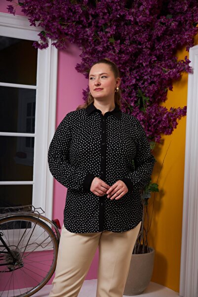 RMG Bürümcük Fabric Large Size Shirt Polka Dot