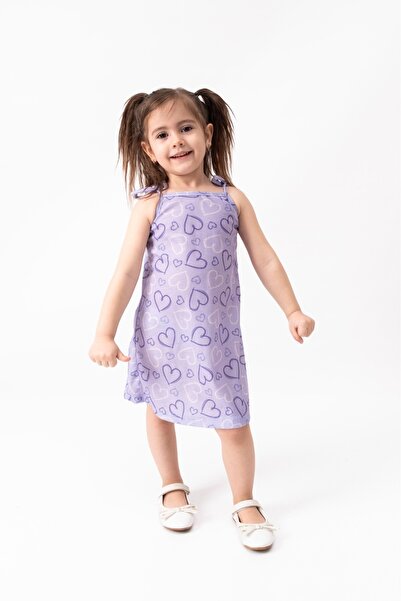 BUUFUU Askılı Baskılı Kız Çocuk Elbise