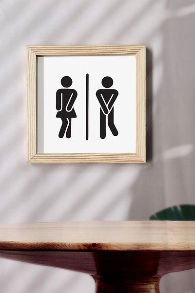 Wooden Factory WC Icons Πίνακας με ξύλινο πλαίσιο