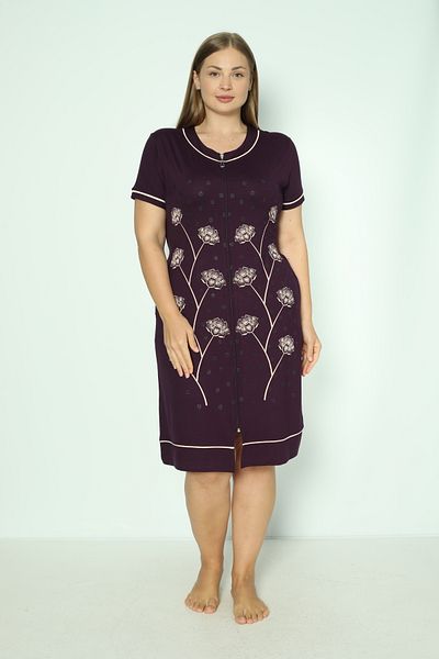 ROMEO LİFE Women's Large Size Short Sleeve Zipper Dress 5752