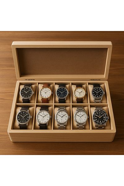 Store 10 Compartment Clock Box, Mdf Organization Box 34X18.5X8 Measure