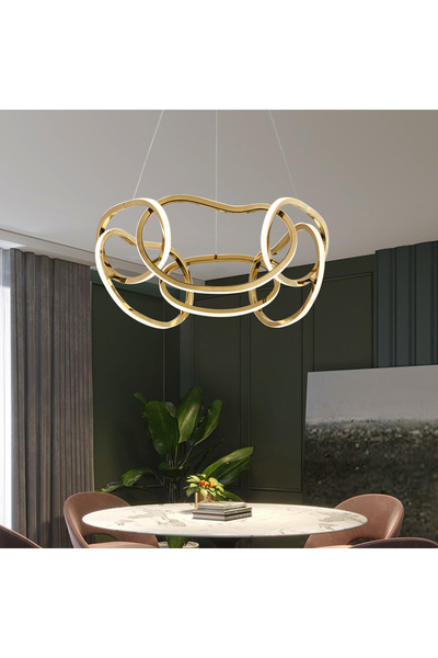 Apliqa Quon 6'lı Gold 110 Watt Yuvarlak Modern Sarkıt Salon Led Avize