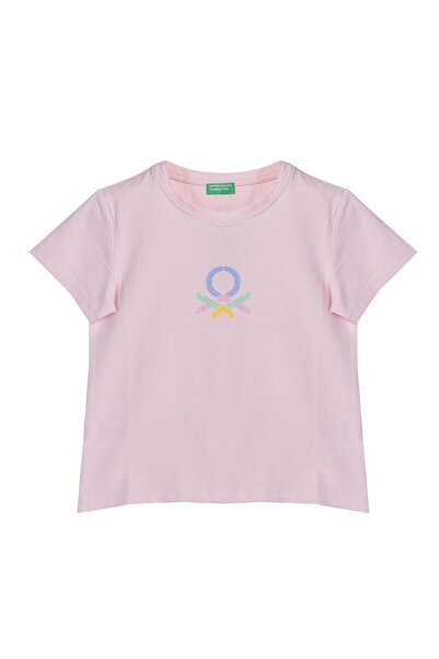 Benetton Μπλουζάκι με λογότυπο για κορίτσια Bnt - Ροζ