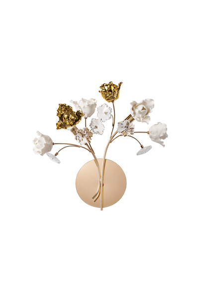 Apliqa Faxon 2'li Gold Çiçek Desenli Modern Yatak Başı Salon Aplik