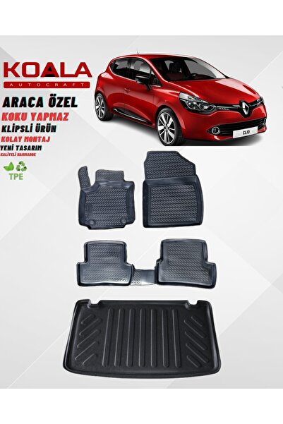 KoalaOtoTekstil Renault Clio 4 (2012-2019) Araca Özel Havuzlu Paspas ve Bagaj...