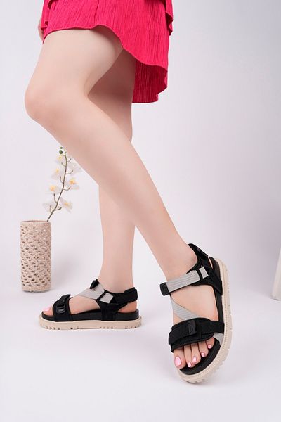 McDark Women's Black Velvet Sandals