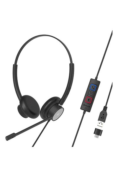 TELLUR Casti Tellur Voice 320, Binaural, USB, Adaptor Type-C (Negru)