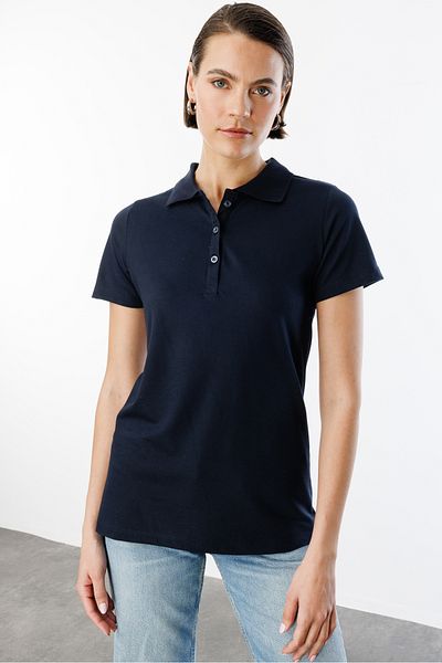 GENIUS STORE Women's Basic Polo Neck T-Shirt Women-Poloyaka
