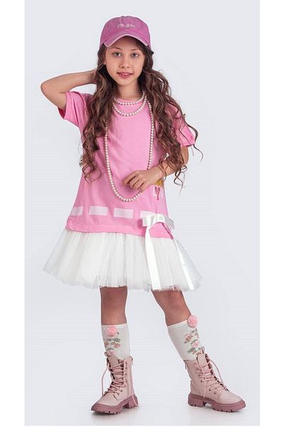 Little Pumpkin Combed Cotton Girl's Dress with Tutu Skirt, Holiday Dress
