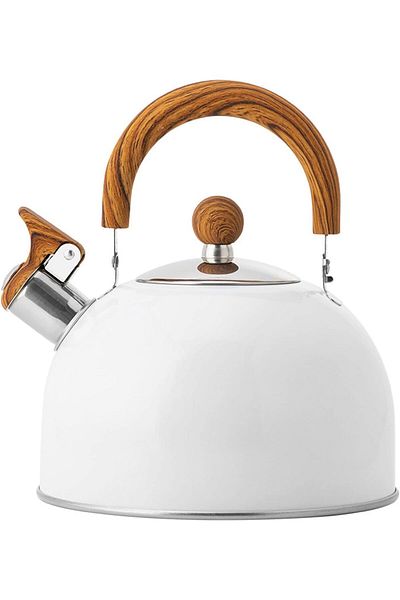 BEYZANA Stainless Steel Whistle Water Heater 3 Liter Kettle Whistle Teapot Heat Resistant Teapot White