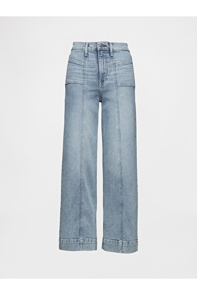 GAP Kadın Mavi High Rise Wide-Leg Jean Pantolon
