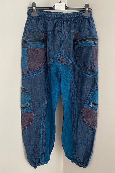 AYASOFYA OTANTIK Unisex Ethnic Παντελόνι με φερμουάρ μέσης και ποδιών με τσέπη Casual Hippie Bohemian
