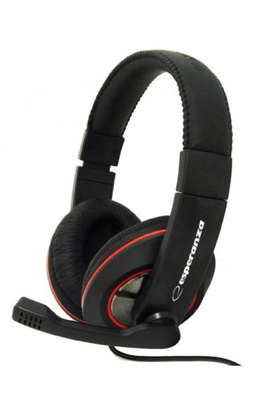 ESPERANZA Esperanza EH118 Stereo Headphones, Microphone (Black/Red)