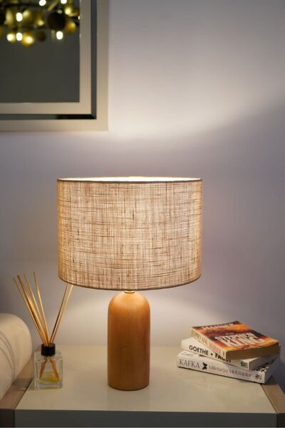 retro home design Ahşap Ayaklı Dokuma Bal Şapkalı El Yapımı Abajur Masa Lamba...