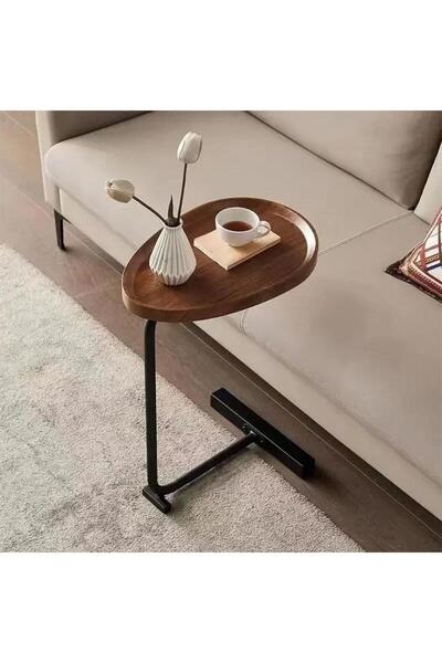 Generica Multi-purpose side table, brown marble wood with black metal frame, 30 x 45 x 60 cm