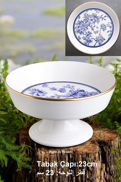 Pinkev Ceramic Pedestal Presentation Plate