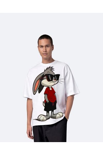 Tarz Cool Μπλουζάκι Unisex Bugs Bunny με στάμπα με λαιμόκοψη
