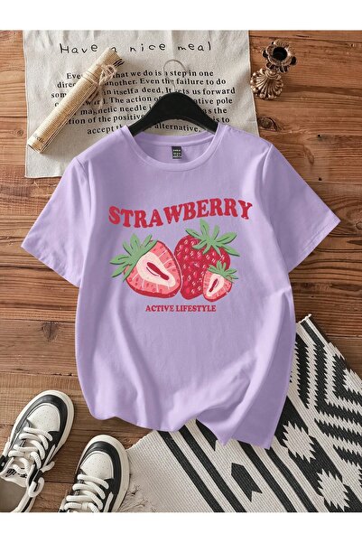 OVER HEAD Ženska jagoda Štampano Oversize kroj T-shirt
