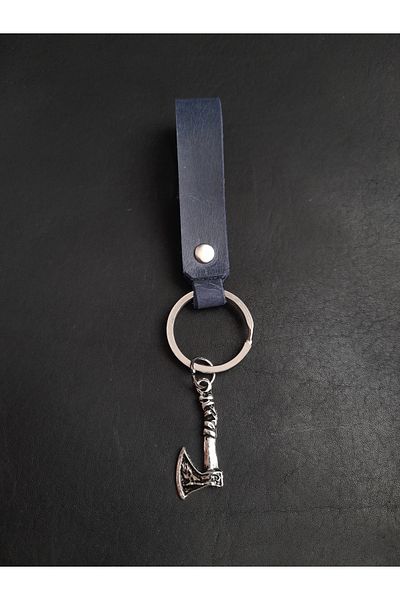 BSN Store Leather Keychain Real Leather Keychain with Nordic Axe Figure
