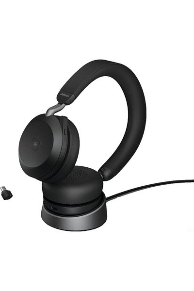 Jabra Casti Wireless Jabra Evolve2 75 MS Stereo, USB Type-C, Microfon, Stand (Negru)