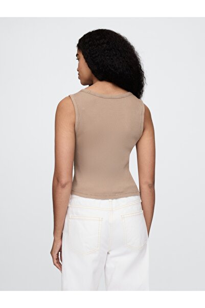 GAP Kadın Açık Kahverengi Fitilli Halter Yaka Atlet