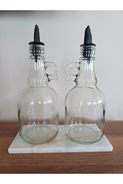 MATMEL Glass Oil Pot with Marble Stand, Vinegar Pot, Sauce Pot Hillcap Glass ...