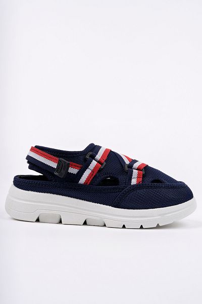 McDark Children's Navy Blue Red Mesh Velvet Sandals