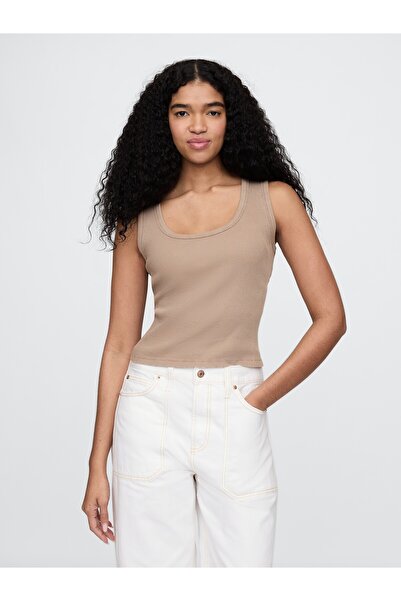 GAP Kadın Açık Kahverengi Fitilli Halter Yaka Atlet