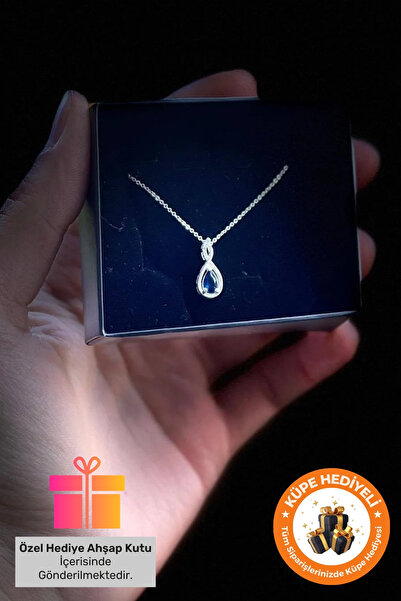 Lucente Jewellery Hediye Kutulu Damla Kesim Kolye Modeli Zarif Gümüş 925 Ayar Sallanan Damlası Kolyesi