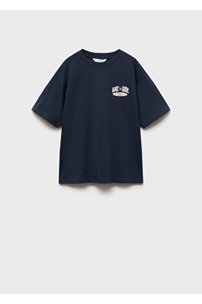 MANGO Kids Памучна тениска с релефен десен