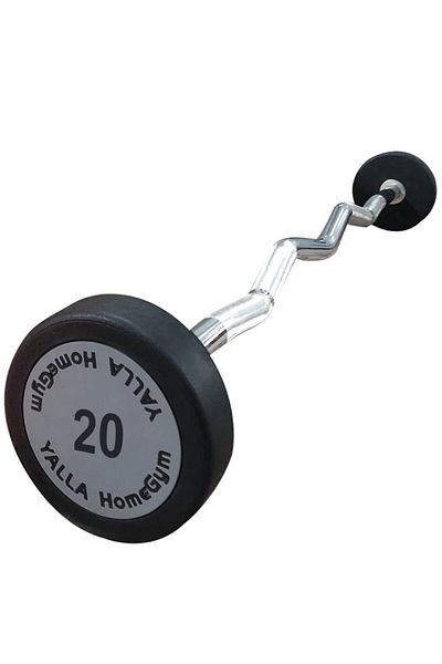 YALLA HomeGym 20KG Curl EZ Fixed Weighted Commercial Olympic Barbell, Chrome-Plated Steel Structure