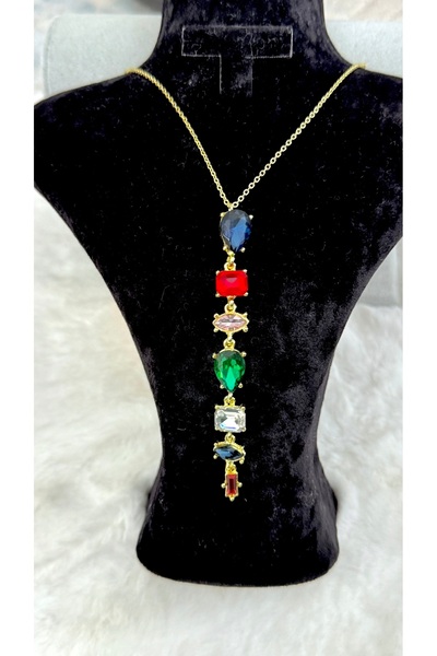 GM TAKI الملونة حجر صف سلسلة قلادة ليلة التألق التصميم