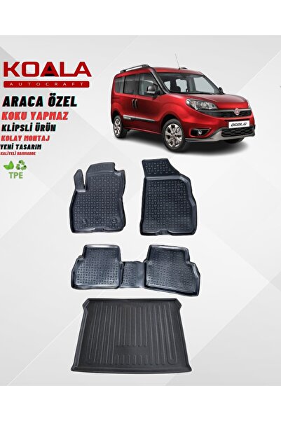 KoalaOtoTekstil Fiat Doblo 2 3d Havuzlu Paspas 2010-2023 Arası Bagaj Havuzu I...