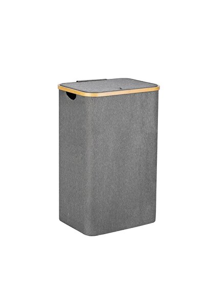 PANJI BAMBU KENARLI KUMAŞ KATLANABİLİR 70 LT ÇAMAŞIR SEPETİ 44X33X60 CM