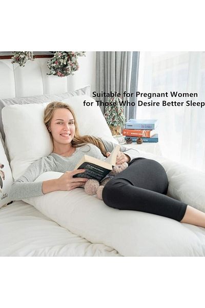 molody G-Shaped Pregnancy Pillow with Removable Velvet Zippered Cover for Pregnant Women