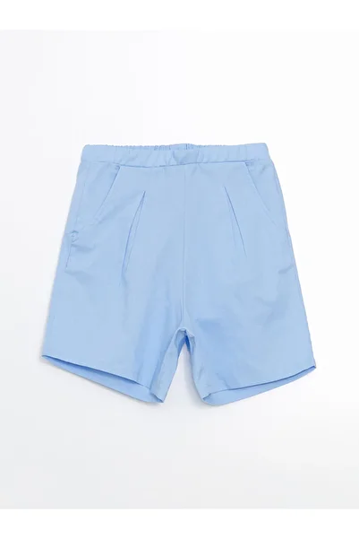 LC Waikiki Blue Linen Blended Girl's Blouse and Shorts