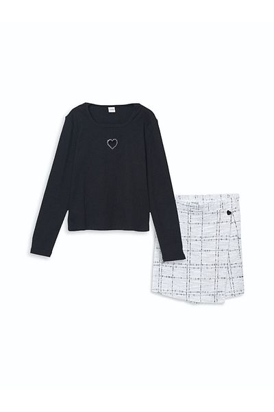 LC Waikiki Crew Neck Girls T-Shirt and Shorts Skirt S50637Z4Nvy