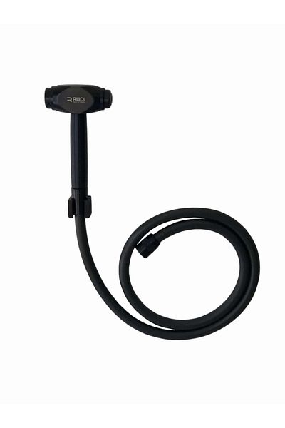 RUDİ ARMATÜR Black Shattaf Bidet Wc Faucet Set with Pvc Hose and Ball Joint