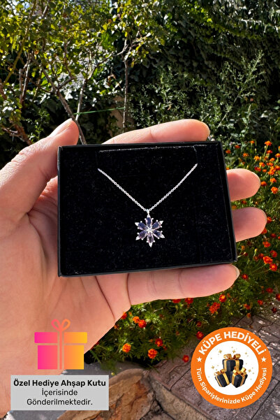 Lucente Jewellery Gerçek Ametist Taşlı Mor Lotus Çiçeği 925 Ayar Gümüş Kaplama Kamelya Kolye