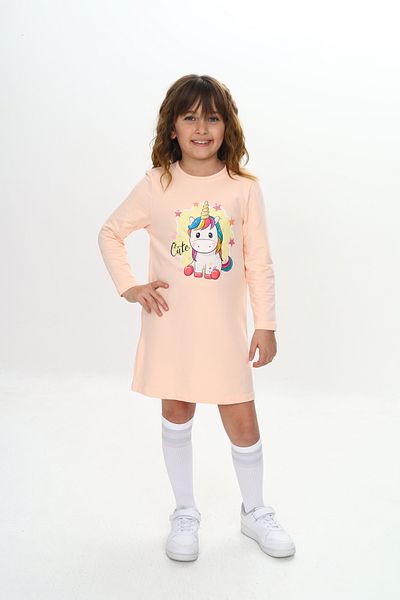 Sevimli Rochie pentru fetiță cu imprimeu unicorn - mânecă lungă