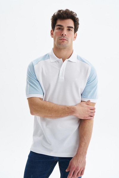 Arma Men's White Oversize Large Size Basic 100% Cotton Raglan Sleeve Pique Polo Neck T-Shirt Y 29374870402