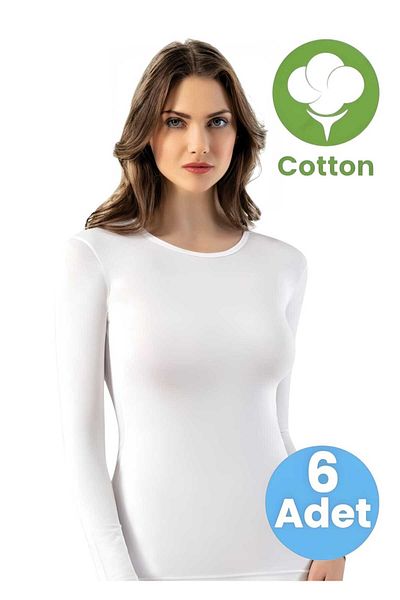 Tezzgelsin Women's 6-Pack Long Sleeve Round Neck Cotton Tank Top T-Shirt